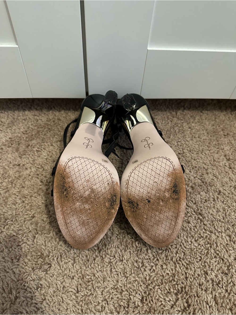 Jessica Simpson Jewelria Black Strappy Platform High Heels - Picture 5 of 5